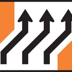 Lane Shift Right Sign - 3 Lanes - Level 2